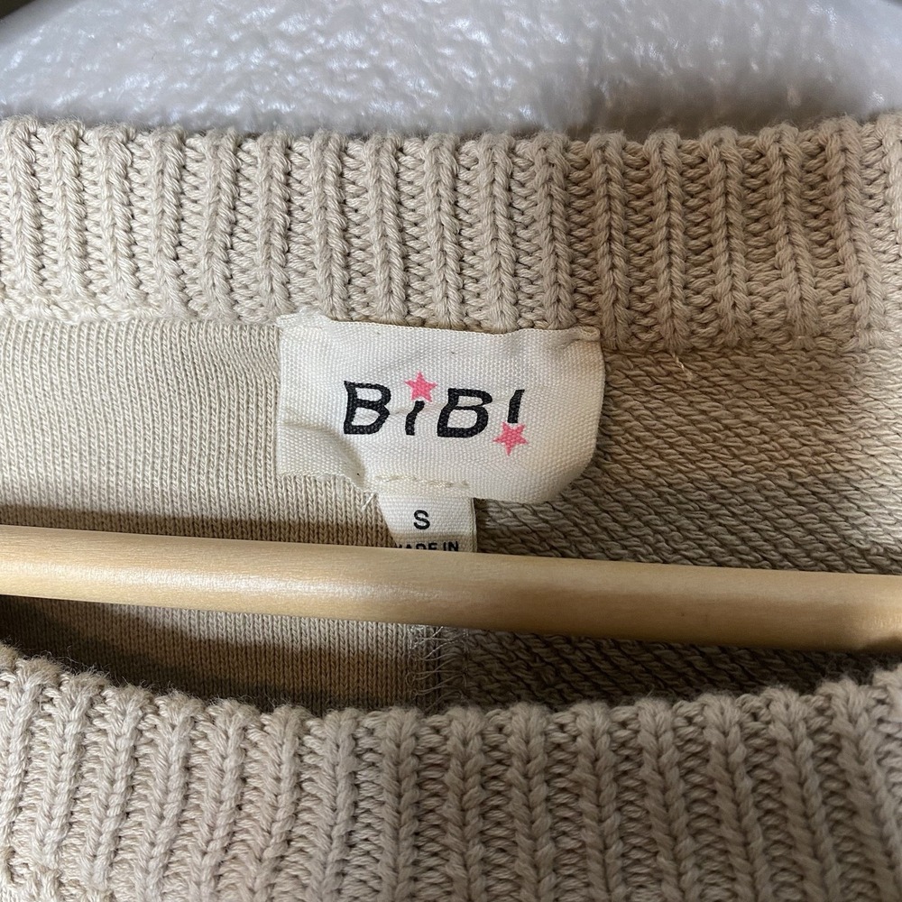 BiBi Sweat Shirt With Crocheted Elements Women's Cropped Size Small - Picture 3 of 5